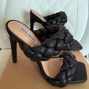 Steve Madden Black Kenley Braided High Heels